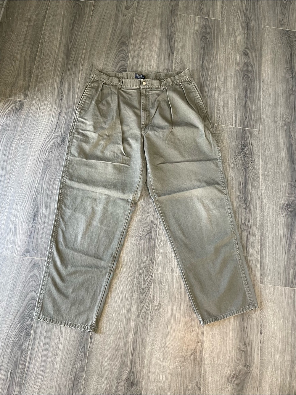 Vintage Polo Ralph Lauren Olive Green Chino Pants Mens Size 38x31 Pleated Slacks